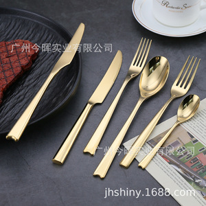 Shiny-Jh Stainless Steel Knife Fork Spoon Set 304 Mirror Polished Western <b>Dinnerware</b> 4-Piece Set - Product Image 5