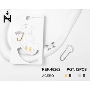 Aretes de Perlas Irregulares con Clip, Acero Inoxidable, Chapado en Oro, Unisex, Joyería de Moda, Juego de 6 Piezas - Product Image 1