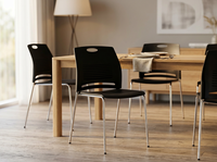 Chaise de conférence moderne pliable en plastique avec dossier à lattes, siège de réunion pour visiteurs, structure métallique thermolaquée pour bureau et café