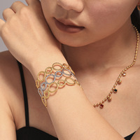 Bracelets ZSZL classiques pour femmes, géométriques, à maillons filetés, ouverts, en acier inoxydable plaqué or 18 carats PVD, scintillants et tendance