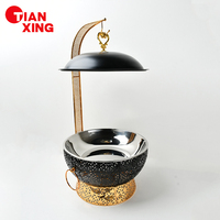 TIANXING Chauffe-plats en acier inoxydable pour buffet, ensemble de chauffe-plats de luxe en noir avec couvercle pour fête de mariage