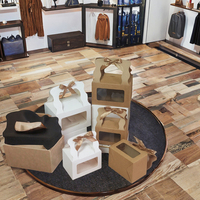 Boîtes trapézoïdales pliantes en carton kraft avec fenêtre, recyclables, pour supermarché, épicerie, alimentaire, avec pelliculage mat, vente en gros promotionnelle