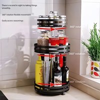 Étagère de rangement pour comptoir de cuisine, rotative, multi-niveaux, en métal, pour épices, réglable