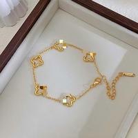 Bracelets et Joncs Femme en Acier Inoxydable Plaqué Or 18K avec Breloques Fleur Cerise Mignonnes – Vente en Gros