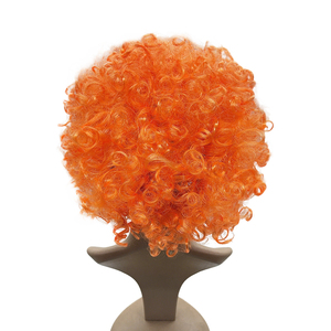 Parrucca Sintetica Afro Ricci Luminosa Arancione Soffice Unisex per Travestimenti Divertenti da <span class=keywords><strong>Clown</strong></span>, Sport, Carnevale e Feste - Product Image 3