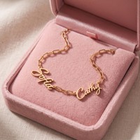 Collier personnalisé avec plusieurs noms, en acier inoxydable plaqué or 18 carats, chaîne à clips, bijoux pour femmes