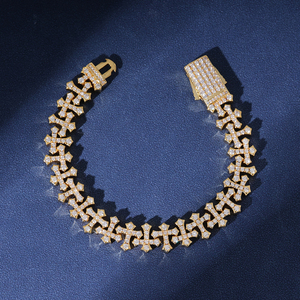 Unisex Luxury 18K Gold Plated Cross <strong>Bracelet</strong> Custom 5A Zircon <strong>Cute</strong> Mini Cluster Cross Chain Link Charm <strong>Bracelets</strong> for Men Women - Product Image 5