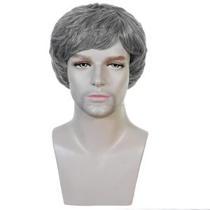 JAMBALAYA Hair Factory Supplies Perruques de mode masculine, perruques synthétiques noires courtes bouclées pour hommes européens et américains, avec bandeaux - Product Image 4