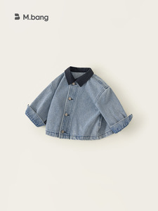 <span class=keywords><strong>Camicia</strong></span> in denim con risvolto a contrasto di colore, <span class=keywords><strong>giacca</strong></span> casual semplice per bambini e bambine, abbigliamento primaverile e autunnale - Product Image 2