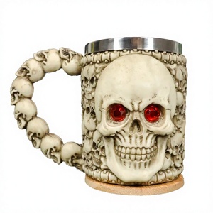 Jarra de Cerveza Vintage Personalizada con Calavera SKA08, Acero Inoxidable, Ojos Rojos, Regalo Creativo, Adorno para Fiestas y Hogar, 401-500ml - Product Image 3