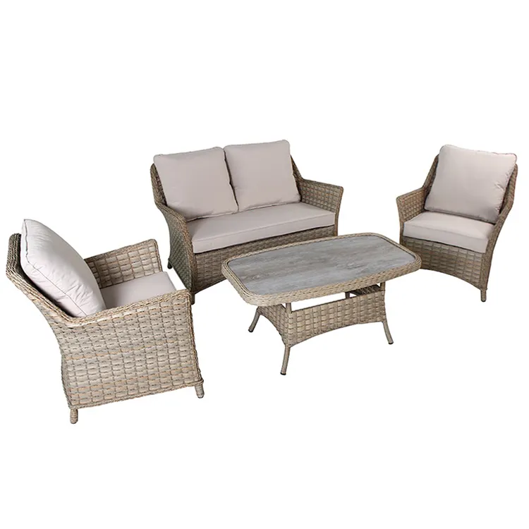 Modernes Design Großhandel Rattan Gartenmöbel Wicker Outdoor Sofa Sets für Hotel Außen Innenhof Villa und Wohnung