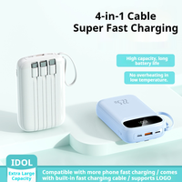Banco de Energía Portátil con Pantalla Digital, Carga Rápida PD de 22.5W, 10000mAh, 4 Cables de Carga Integrados, Diseño con Cordón USB