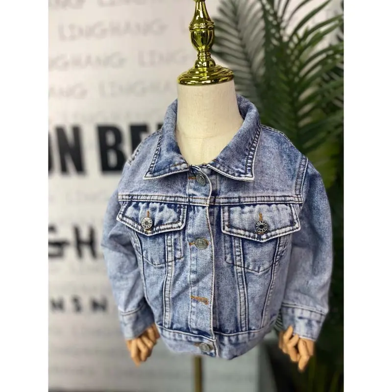 Hot Sell Neutral Simple-fit Children's Casual Denim Jacket Fashion Washed Jean Jacket For Kids
