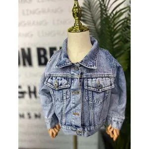 Hot Sell Neutral Simple-Fit Kinder Casual Denim Jacke Mode gewaschene Jean Jacke für Kinder