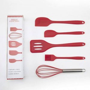 Hot Selling Five-Piece Black Red <b>Silicone</b> Baking <b>Tool</b> Set Cake DIY Decorating Reusable Cross-Border Integrated Kitchenware Oil - Product Image 3