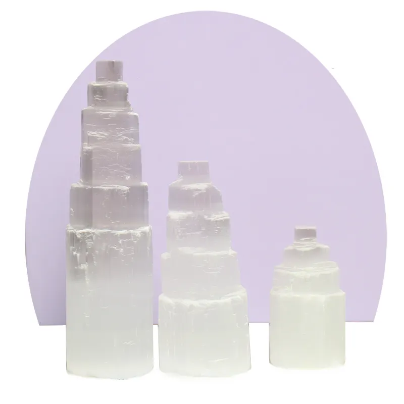 Hoge Kwaliteit Natuurlijke Kristal Ambachten Selenite Toren Lampen Selenite Toren Voor Decoratie