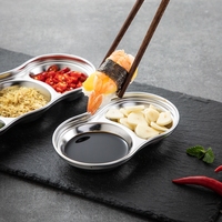 Assiette à collation de style coréen à 2 compartiments en acier inoxydable 304 avec accessoires de cuisine de mariage Commande minimum 20 pièces Vente en gros