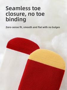 ถุงเท้าสีแดงฤดูหนาวสำหรับเด็ก, ถุงเท้าสีแดงสำหรับเด็กทารกหนึ่งปีหนึ่งร้อย<span class=keywords><strong>วัน</strong></span>ชายหญิงหนาปานกลางหลอดสแปนเด็กซ์/ ผ้าฝ้ายดูดซับเหงื่อ - Product Image 3