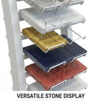 Présentoir à carreaux en céramique personnalisé - Support de sol pliable en métal courbé moderne pour échantillons de pierre et de marbre