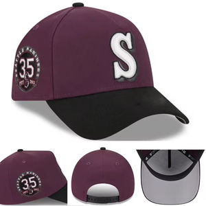 Casquette de baseball en daim unisexe 5 panneaux de haute qualité Logo de broderie personnalisé Casquettes de baseball à bord incurvé bicolore - Product Image 4