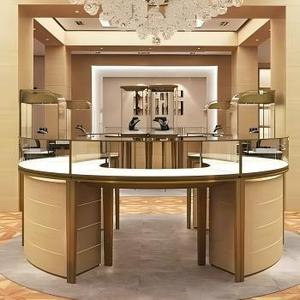 Vitrine de présentation de vêtements personnalisée, design moderne pré-assemblé, 4 étagères en métal/verre/<span class=keywords><strong>bois</strong></span> - Product Image 2