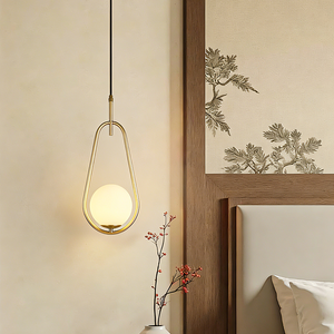 Copper glass Mid Modern Pendant <b>Lighting</b> Milk Glass Globe Chandelier Gold Metal White Ball for <b>Dining</b> Room - Product Image 3