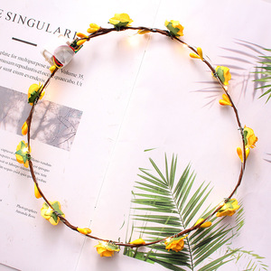 Party Crown Flower Headband LED <strong>Light</strong> <strong>up</strong> Hair Wreath Hairband <strong>Garlands</strong> Women Halloween Christmas Glowing Wreath Headband - Product Image 2