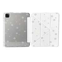 Étui pour iPad à imprimé étoiles, support pliable en Y, dos rigide transparent en PC, cadre antichoc en TPU, housse de protection pour tablette réglable multi-angles