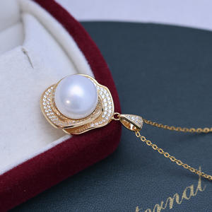 <b>Edison</b> S925 Silver Necklace with 12-13mm White Round Freshwater Pearl Pendant Strong <b>Light</b> Fine Flaws Diamond Charming Pendant - Product Image 3