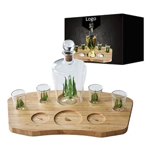 Set di Decanter Tequila foglia verde con quattro bicchieri contenente Tequila decanter per whisky vino Decanter Bar strumento S