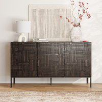 Buffet en bois massif sculpté vintage belge, style Wabi-Sabi du milieu du siècle, meuble de rangement pour entrée d'hôtel et d'hébergement touristique