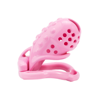 Verbesserter 6-Ring 4-Ring Bump-Extrusion Pinker Keuschheitskäfig mit Schloss für Männer – Ideal für Anfänger