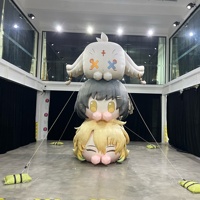 Poupée gonflable géante en matériau pelucheux imperméable de 4,5 m de haut, modèle publicitaire gonflable de fille de dessin animé, mascotte gonflable personnalisée