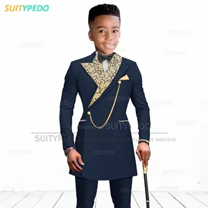 Costume de garçon <span class=keywords><strong>bleu</strong></span> royal formel <span class=keywords><strong>pour</strong></span> enfants tenue de Performance de remise des diplômes mariages pantalons de Costume d'hôte de fête <span class=keywords><strong>pour</strong></span> enfants 2 pièces - Product Image 3