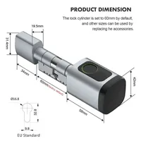 Serrure cylindrique numérique intelligente réglable 60-90 mm TT Lock/Tuya avec déverrouillage par empreinte digitale, application, mot de passe, carte RFID ou clé