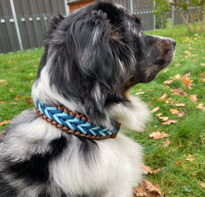 Kalung Anjing Latihan Besar Warna Coklat Biru Buatan Tangan yang Dapat Disesuaikan dengan Gesper Paracord untuk Anjing Kecil dan Sedang - Product Image 4