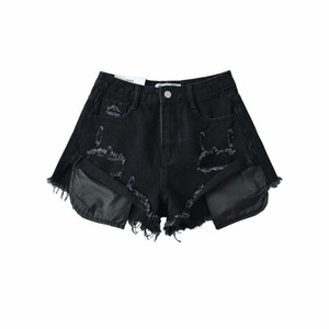 Shorts de mezclilla elásticos rasgados de talla grande para <span class=keywords><strong>mujer</strong></span>, transpirables, estilo vintage, con estampado de moda para verano, para chicas y damas de talla grande. - Product Image 2