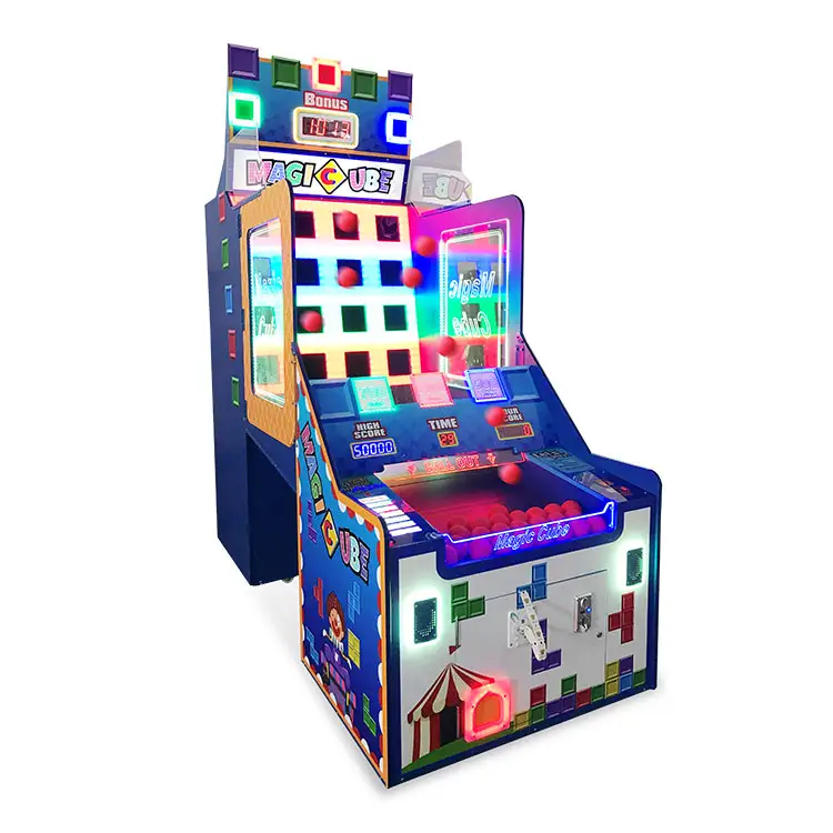 Threeplus uzay tema top atış beceri oyun makinesi sihirli küp bilet itfa oyun salonu oyun makinesi için satış
