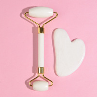 Ensemble de rouleaux de jade pour les doigts avec quartz rose et Gua Sha en cristal pour massage corporel, lifting du visage et raffermissement de la peau