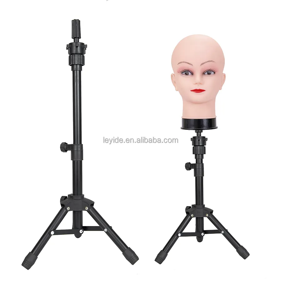 Table Top Manikin Mannequin Head Mini Stand Holder Foldable Metal Adjustable Wig Tripod Stand For Salon Cosmetology Teaching