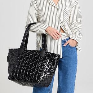 Bolso Tote de Piel Sintética para Mujer, Diseño Acolchado Patentado Personalizado, Bolso de Playa, Resistente al Agua, Cierre de Cremallera, Negro, Todas las Temporadas - Product Image 5