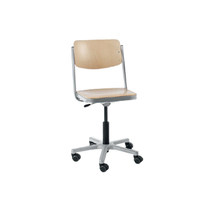Chaise de bureau exécutive moderne réglable avec hauteur en bois de hêtre et roulettes en caoutchouc pour environnement de travail