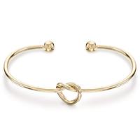 Brazalete con Nudo, Brazalete Abierto Simple, Brazalete de Acero Inoxidable con Diseño Floral en Espiral y Botón en Forma de Corazón