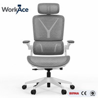 Chaise de bureau ergonomique en maille avec appui-tête réglable, charge statique 150 kg, dossier thoracique profilé KD S, certifiée BIFMA CE EN1335, vente en gros pour projets