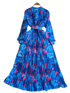 <span class=keywords><strong>Robe</strong></span> <span class=keywords><strong>Longue</strong></span> Plissée à Imprimé Floral 2025 pour Femme de Haute Qualité Col Montant Portefeuille Style Décontracté et de Soirée Imprimé Numérique Longueur Midi Respirante pour la Plage - Product Image 2