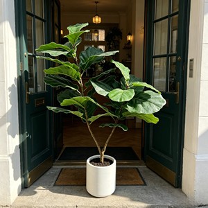 Artificial <b>Tree</b> Green <b>Potted</b> with Piano Leaf Banyan Ornaments for Living Room Floor Simulation - Product Image 4