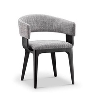 Chaise de salle à manger rembourrée au design moderne BST avec dossier incurvé, pieds en bois de frêne, tissu en cuir, pour la maison ou l'hôtel