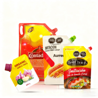 Pochette à bec de liquide en plastique de qualité alimentaire personnalisée avec bec latéral pour sushi, chewing-gum, condiments-emballage étanche à l'humidité