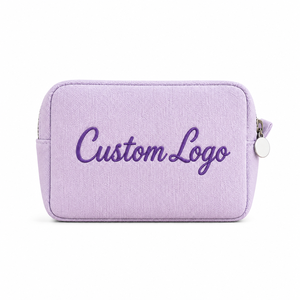 Wholesale Customize <b>Make</b> <b>Up</b> Toiletry Bag Custom Embroidered Logo Canvas Makeup Bag Travel Storage <b>Pouch</b> Cosmetic Bag - Product Image 2