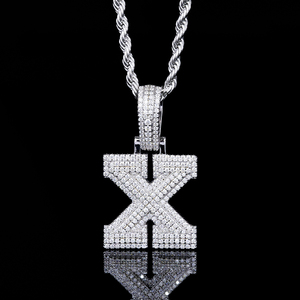 Wholesale <b>Initials</b> Hip Hop Jewelry 925 <b>Silver</b> Brilliant Cut Diamond Moissanite Letter X <b>Pendant</b> Bling Iced Out GRA Certificate - Product Image 1